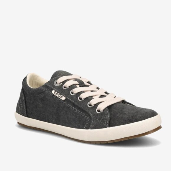 Taos Footwear Women's Star Sneaker Canvas Shoe Charcoal Grey Lace Up 8 - Picture 2 of 9